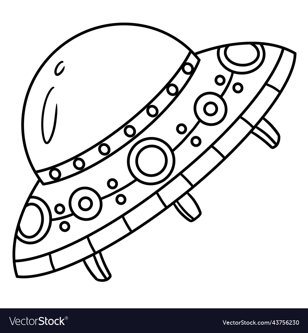 Ufo spaceship isolated coloring page for kids vector image