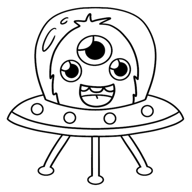 Premium vector ufo alien space isolated coloring page for kids