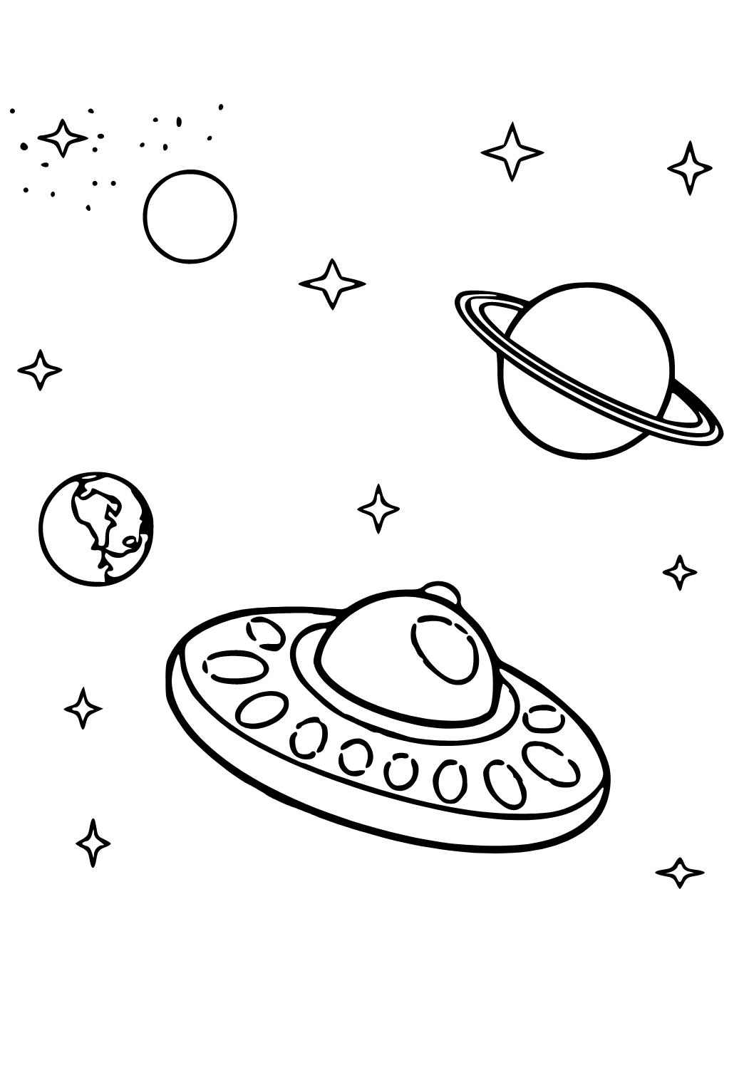 Free printable planet ufo coloring page for adults and kids