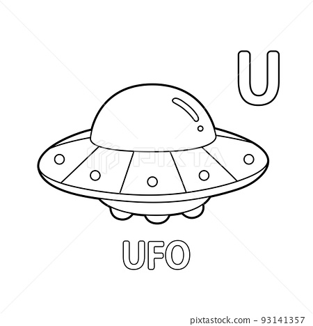 Ufo alphabet abc coloring page u