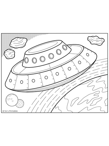 Rocket ship spaceship ufo coloring pages â tims printables