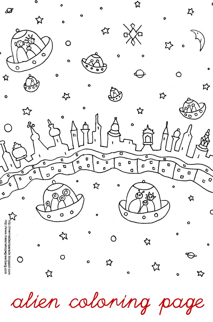 Space alien coloring page