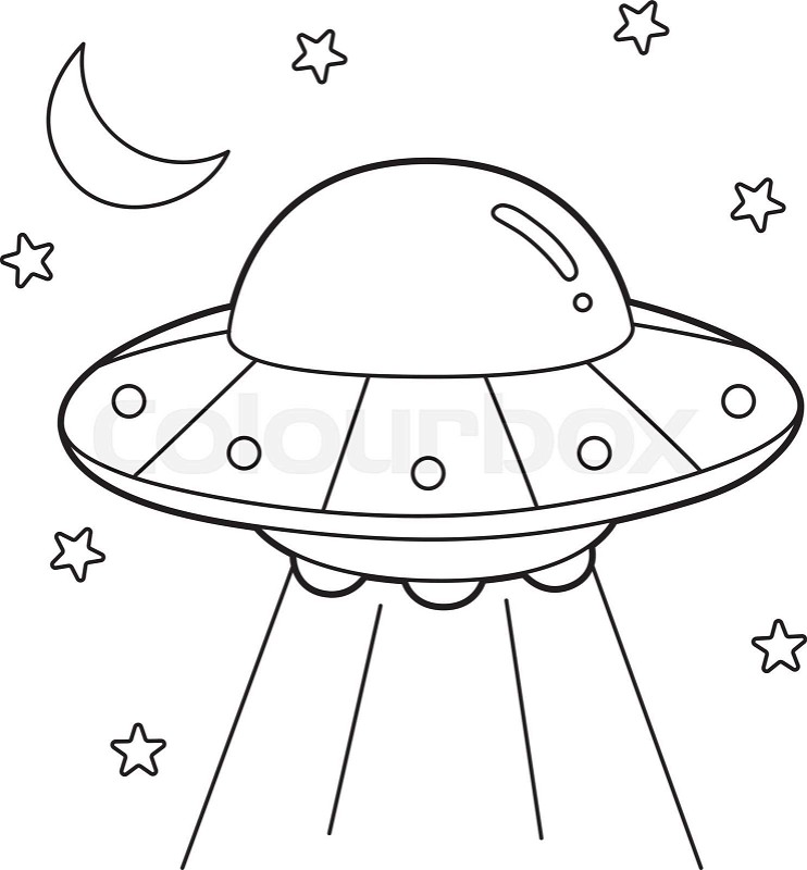 Ufo coloring page stock vector