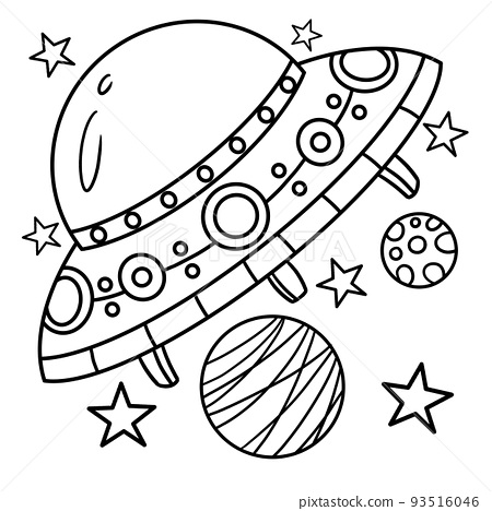 Ufo spaceship coloring page for kids