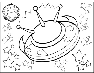 Ufo and pla coloring page