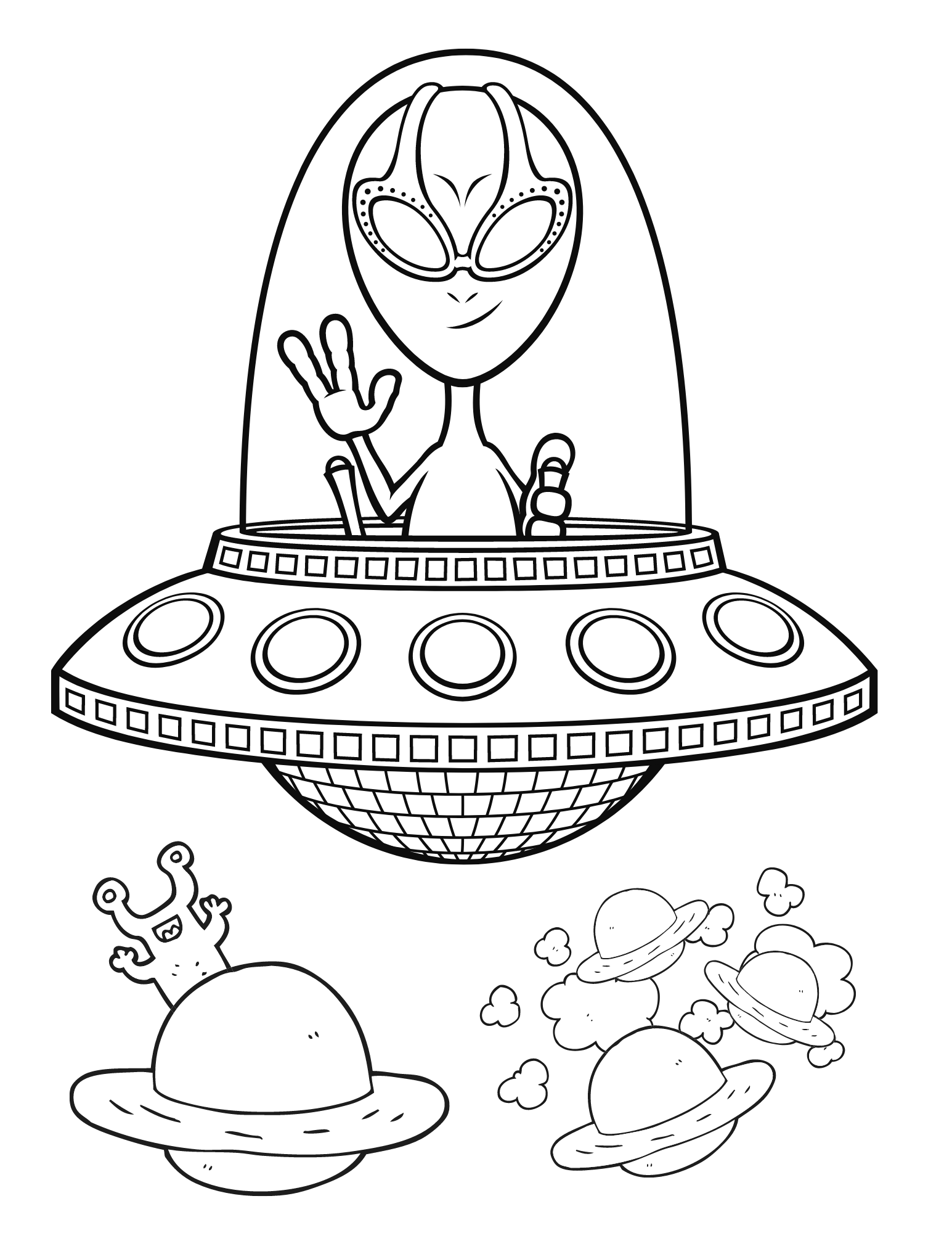 Free printable alien coloring pages for kids and adults