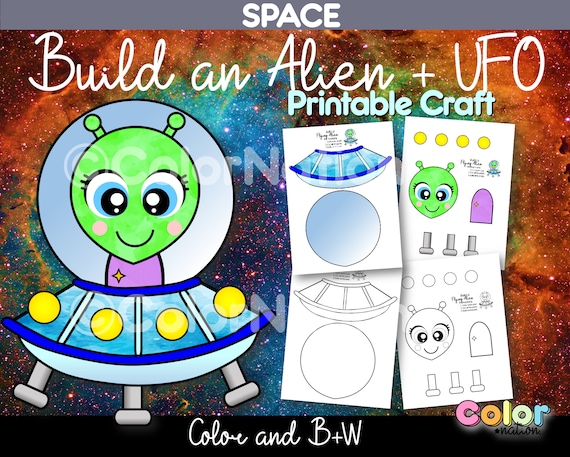 Build an alien ufo printable craft spaceship outer space coloring pages spaceship download now