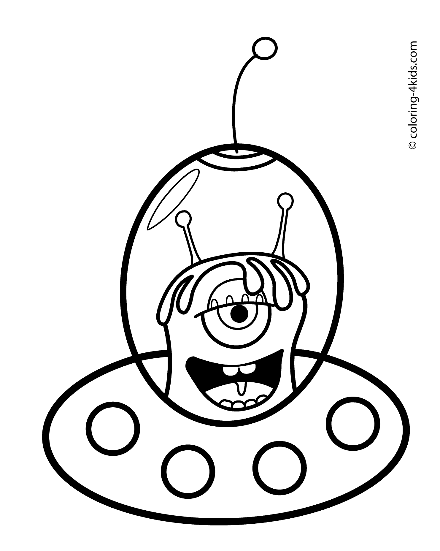 Ufo alien coloring pages in spacecraft for kids printable free space coloring pages space drawings coloring pages