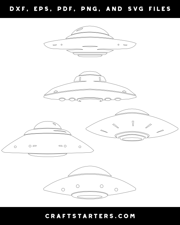 Realistic ufo outline patterns dfx eps pdf png and svg cut files