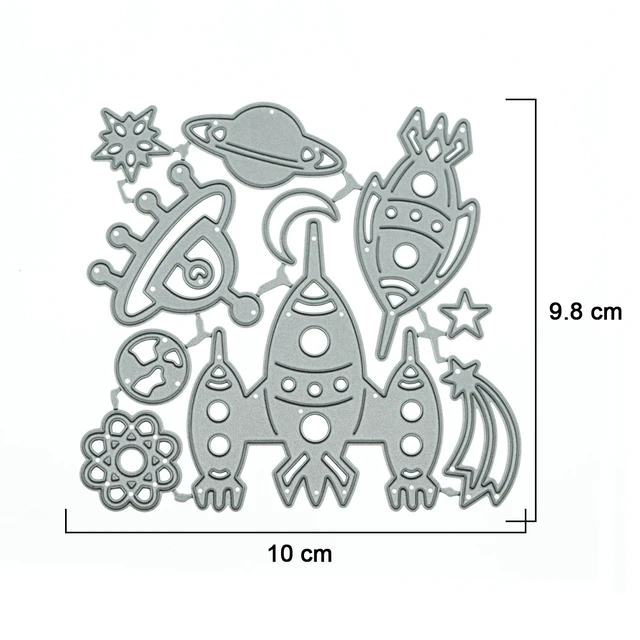 Outter space ship planet ufo cutting dies scrapbooking paper punch stencil mold for diy clip art card album decorating