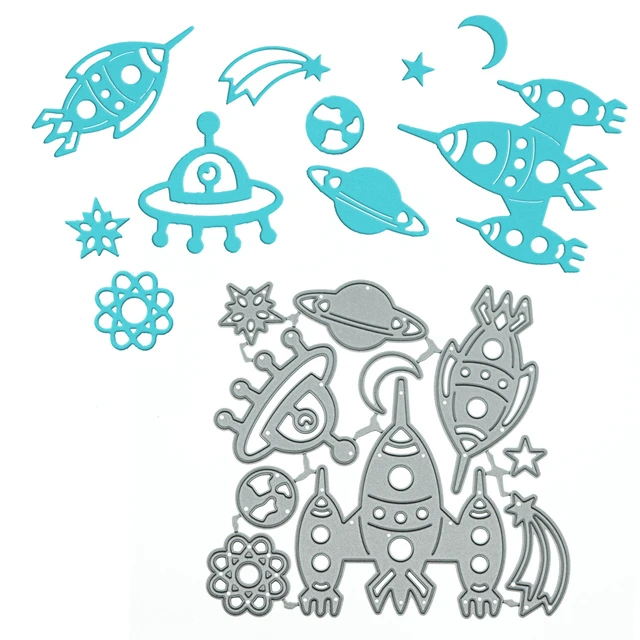 Outter space ship planet ufo cutting dies scrapbooking paper punch stencil mold for diy clip art card album decorating