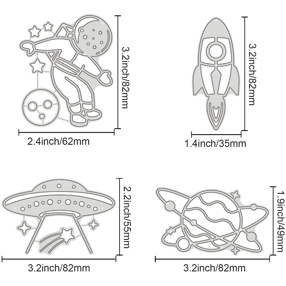 Pc ufo atronaut metal cutting die rocket planet pattern template for diy crapbook greeting card making album decoration