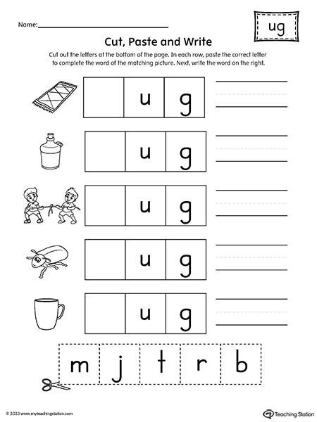 Ug word family picture match cut