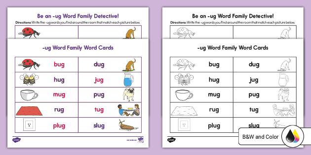 Ug word family read and write the room activity