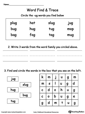 Free ug word family find and trace