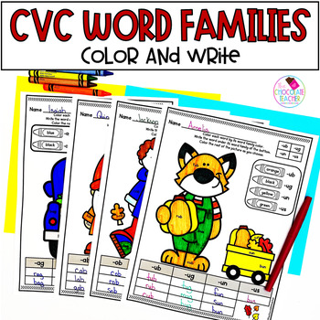 Fall word families worksheets with cvc words coloring pages tpt