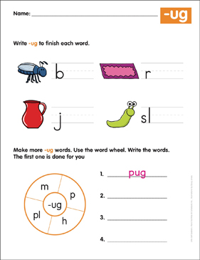 Ug word family printable skills sheets