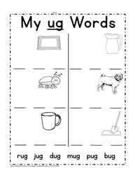 Ug word family printables worksheets