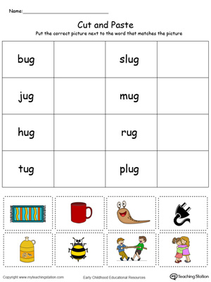 Free ug word family match picture with word in color