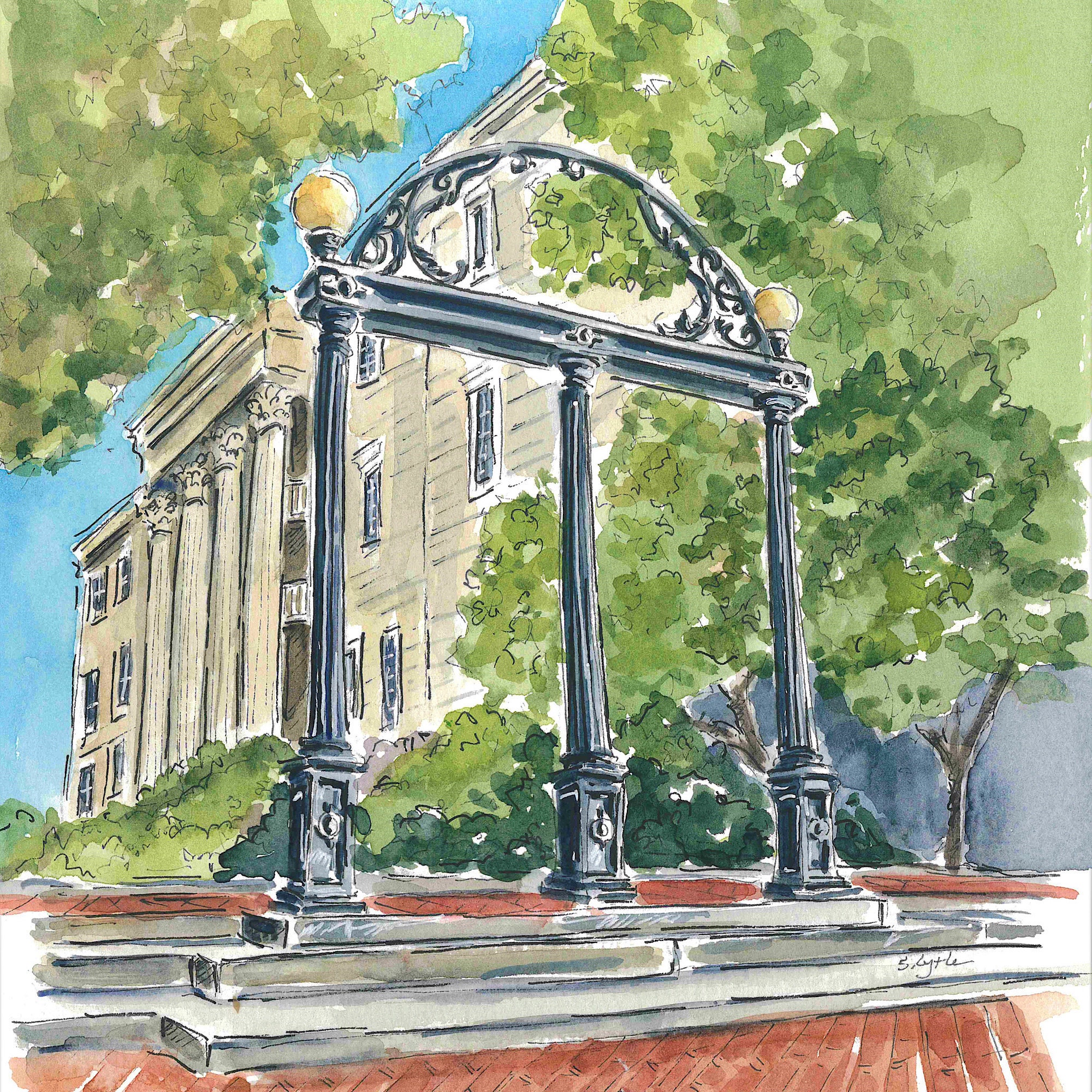 University of georgia arch watercolor print