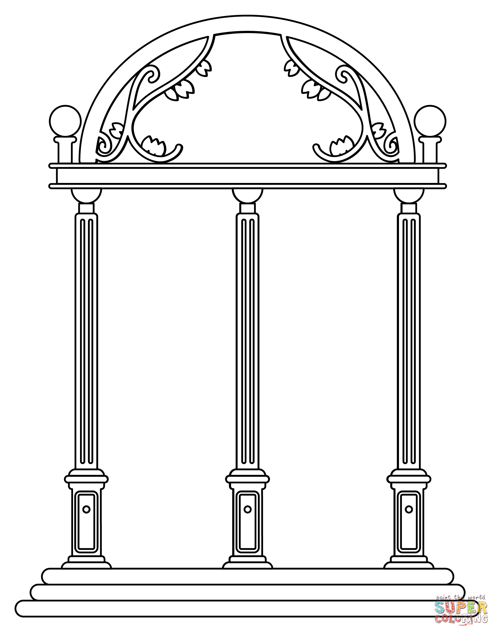 Uga arch coloring page free printable coloring pages