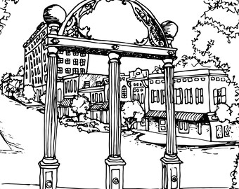 Athens georgia digital print uga arch print uga art athens georgia arch uga arch university of georgia ga line drawing