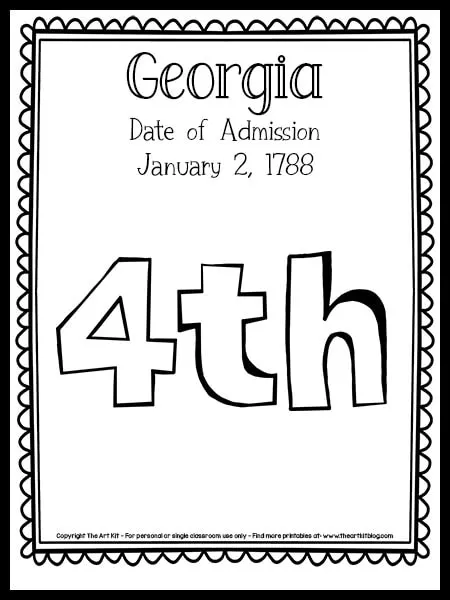 Georgia date of admission coloring page free printable â the art kit