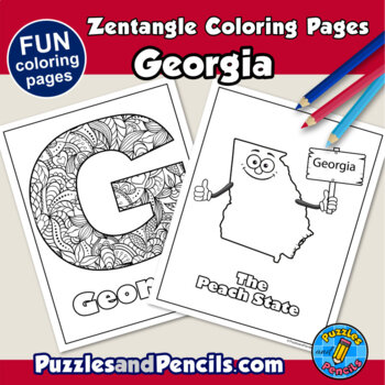 Zentangle georgia coloring pages us states mindfulness activity