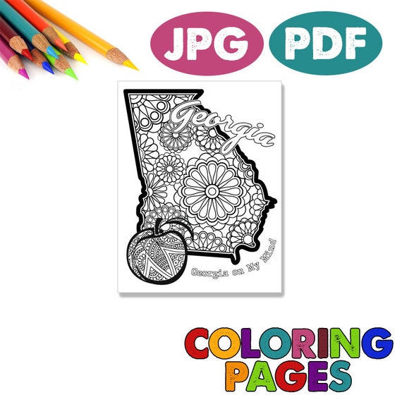 Georgia coloring page coloring for adults coloring for kids state of georgia