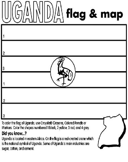 Uganda coloring page world thinking day flag coloring pages uganda