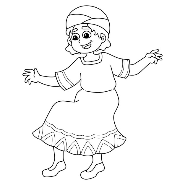 Premium vector kwanzaa girl playing isolated coloring page