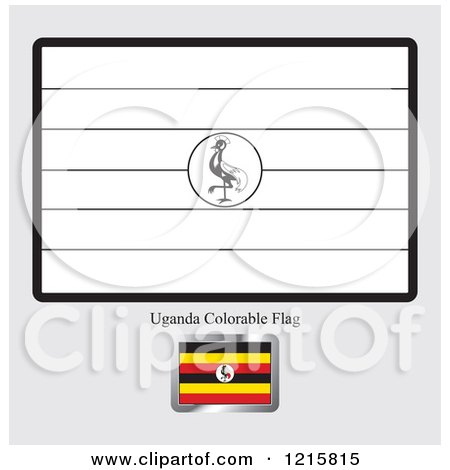 Clipart of a coloring page and sample for a uganda flag