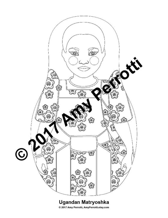 Ugandan coloring sheet printable file traditional folk dress