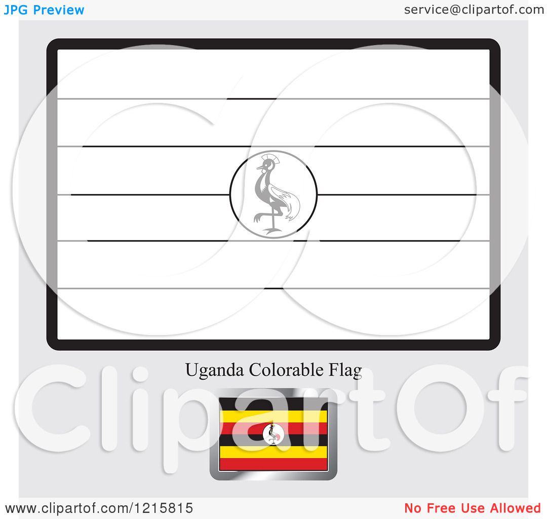 Clipart of a coloring page and sample for a uganda flag