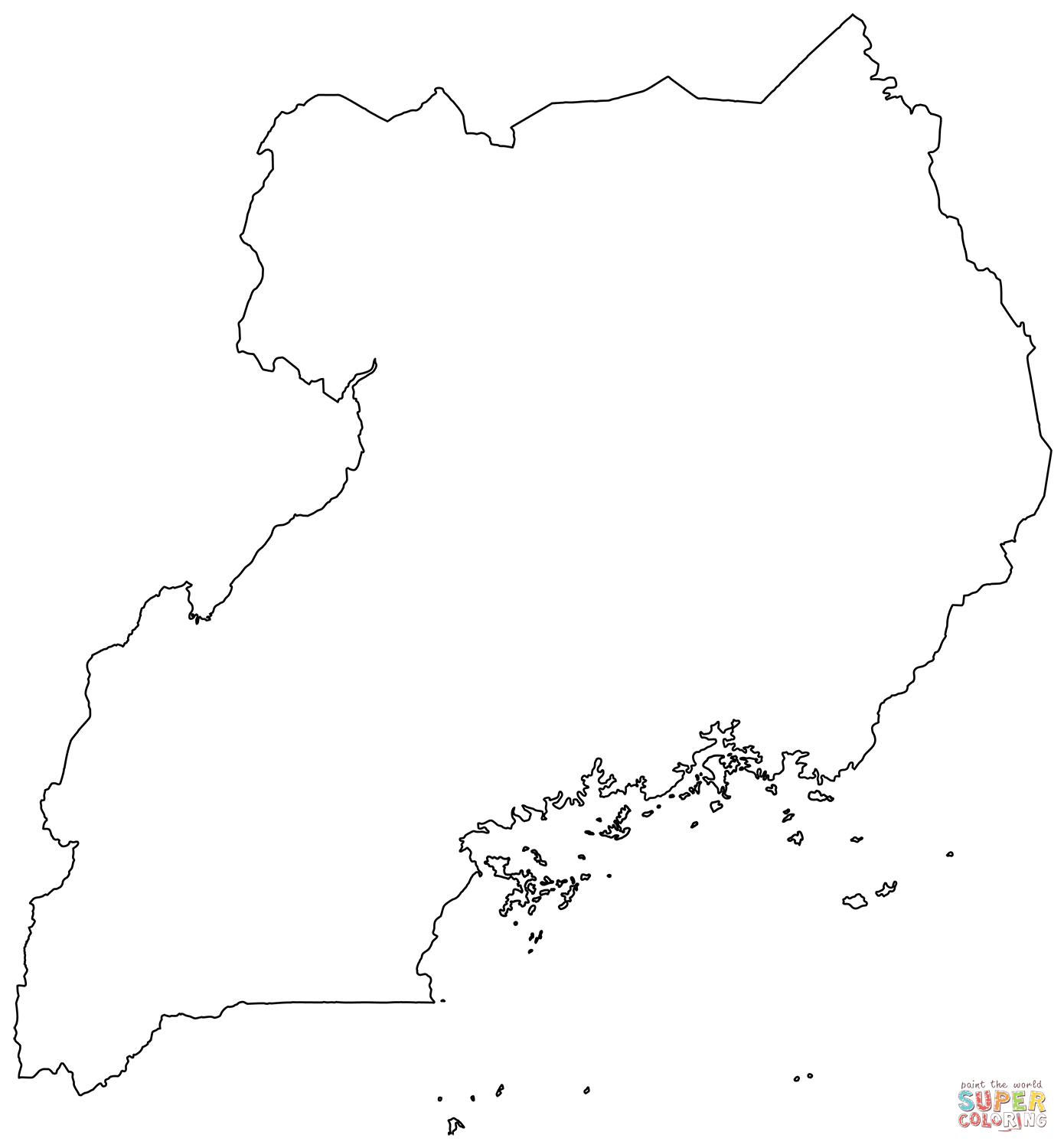 Outline map of uganda coloring page free printable coloring pages