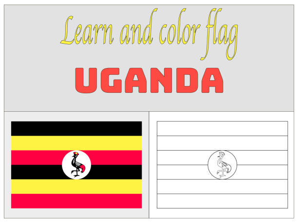 Uganda national flag coloring book for education and learning original colors and proportion simply vector illustration from countries flag set stock illustration