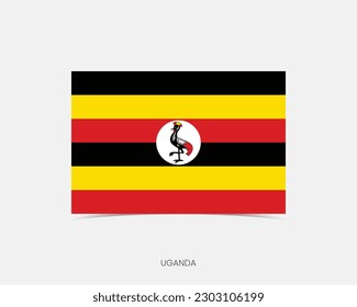 Uganda rectangle flag icon shadow stock vector royalty free