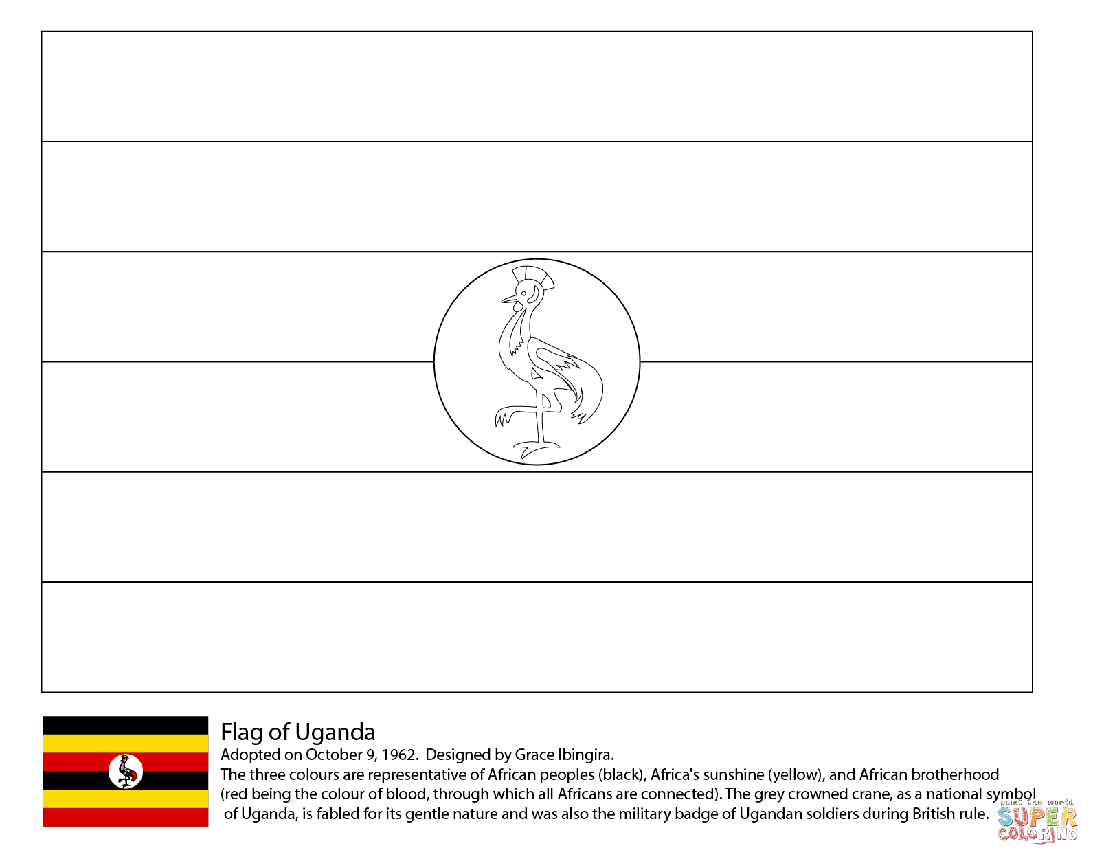 Flag of uganda coloring page free printable coloring pages