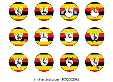 Set uganda emoji stock illustration