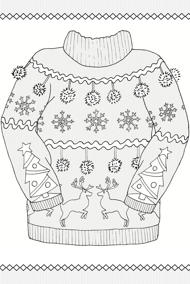 Ugly christmas sweater colouring pages mum in the madhouse