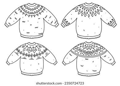 Ugly christmas sweaters lopapeysa knitted jumpers stock vector royalty free