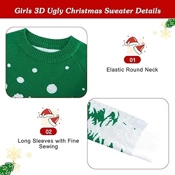 Cutemilelittle girls christmas sweater size funny elk pattern christmas knitted pullover long sleeve crew neck xmas winter clothes