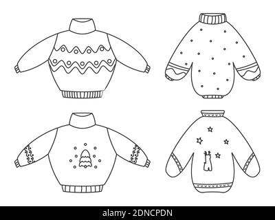 Ugly christmas sweater on white black and white stock photos images