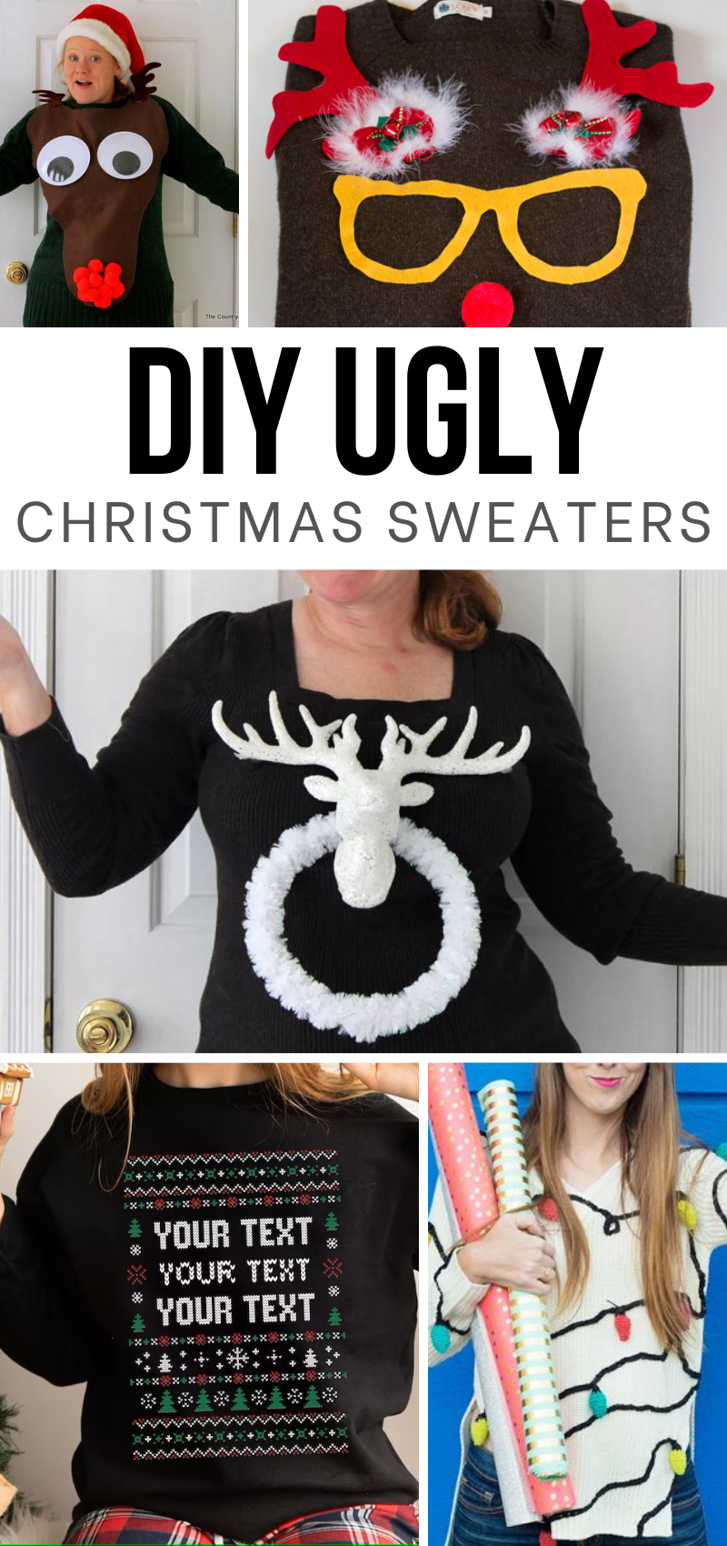 Ugly christmas sweaters diy ideas moms and crafters