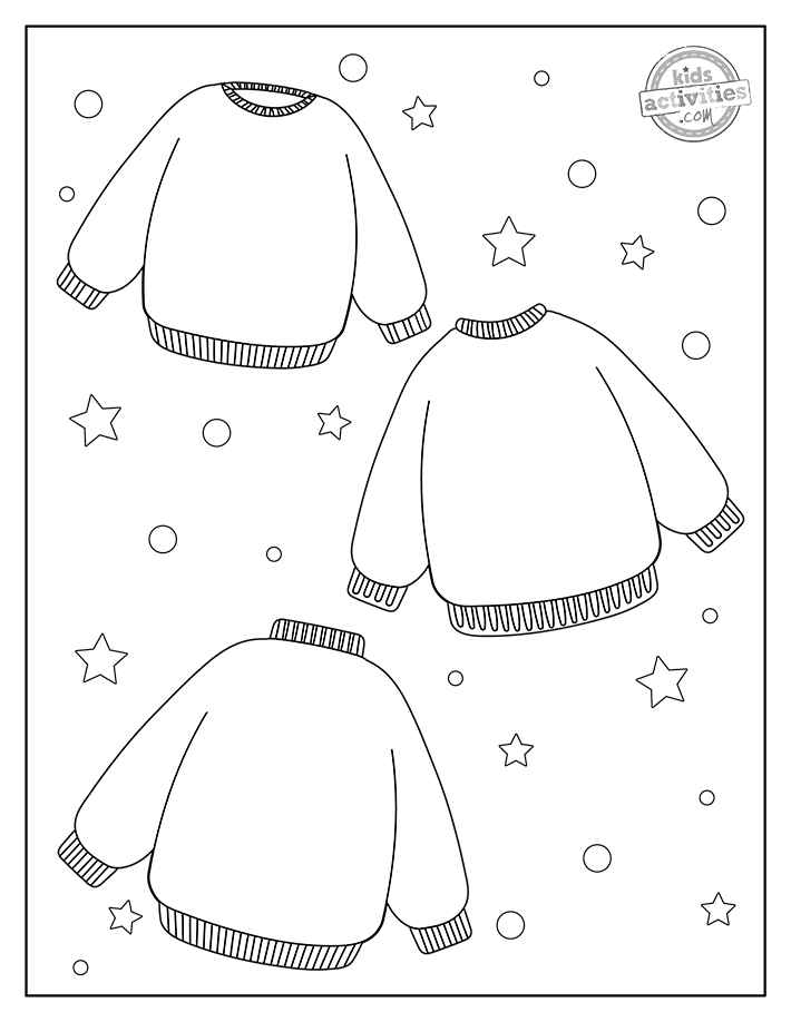 Festive ugly christmas sweater coloring pages kids activities blog