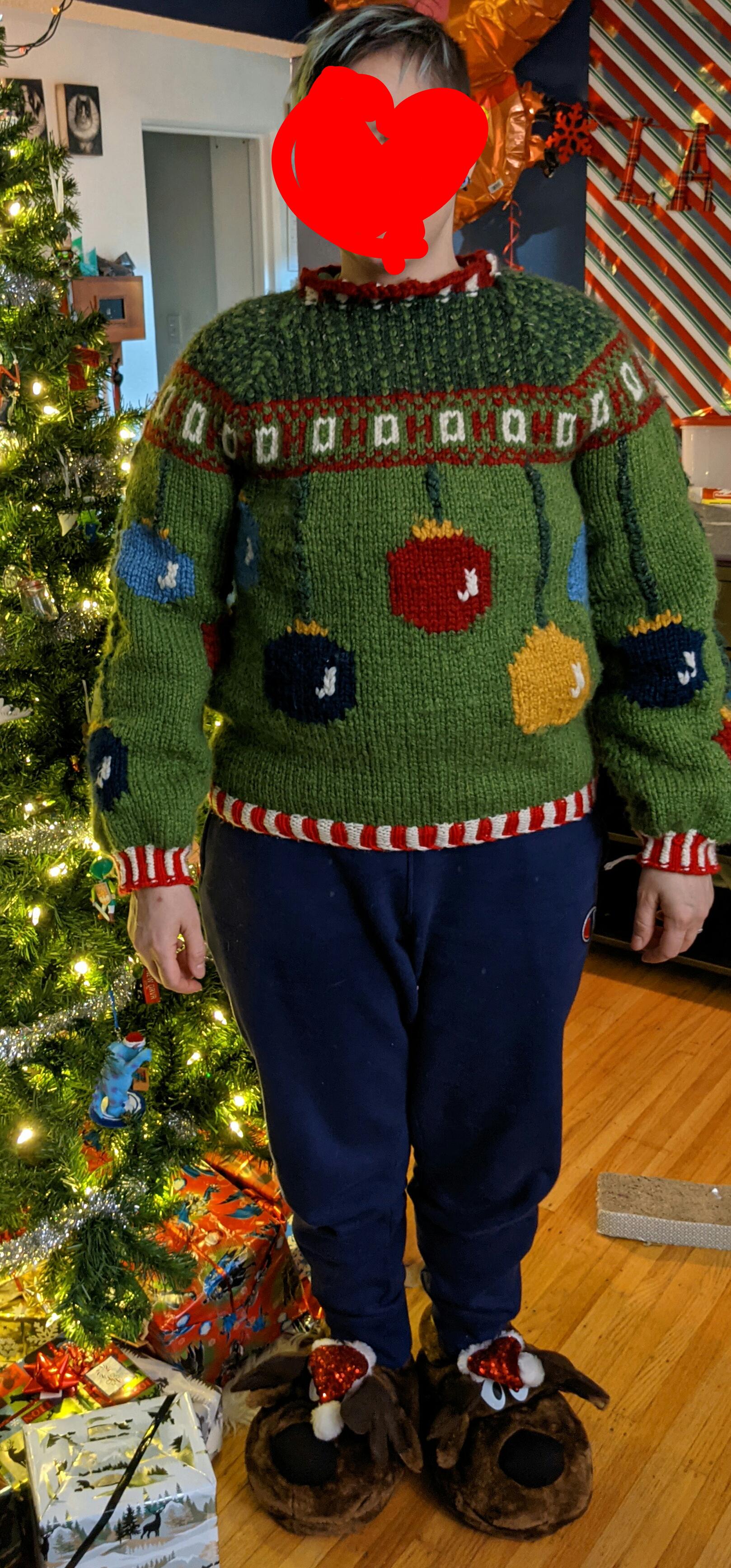 Arthur christmas sweater not pictured all the tears spent weaving in the ends rknitting