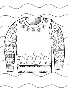 Ugly sweater coloring page winter christmas holiday tpt