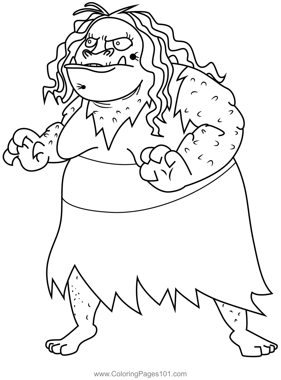 Grundulla the ugly ogre fog bat pat coloring page for kids