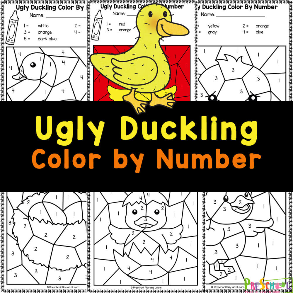 Free the ugly duckling color by number worksheets