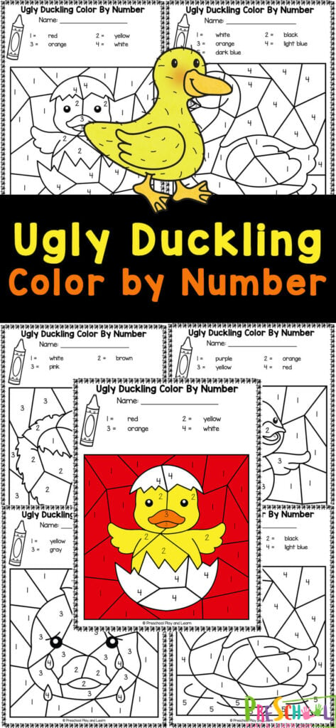 Free the ugly duckling color by number worksheets